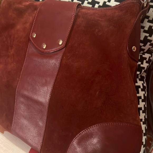 LUCA LUCA Leather Trimmed Suede Hobo Hand Bag - Picture 9 of 16